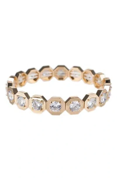 Cz By Kenneth Jay Lane Hexagon Cubic Zirconia Stretch Bracelet In Gold