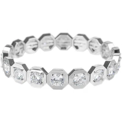 Cz By Kenneth Jay Lane Hexagon Cubic Zirconia Stretch Bracelet In Silver