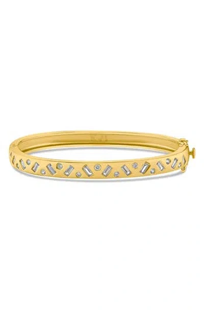 Cz By Kenneth Jay Lane Inlay Hinge Bracelet In Gold