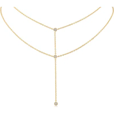 Cz By Kenneth Jay Lane Layered Connected Drop Necklace In Gold