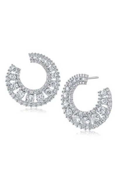Cz By Kenneth Jay Lane Luxe Round Cubic Zirconia Hoop Earrings In Gray