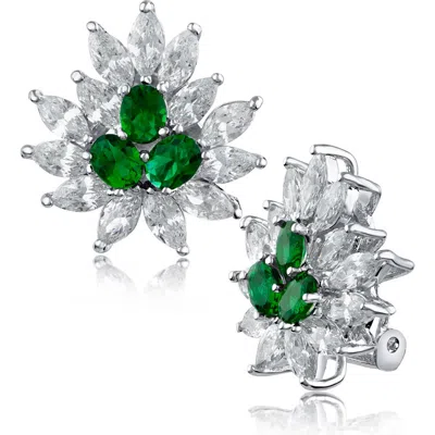 Cz By Kenneth Jay Lane Marquis Cluster Cz Earrings In Metallic