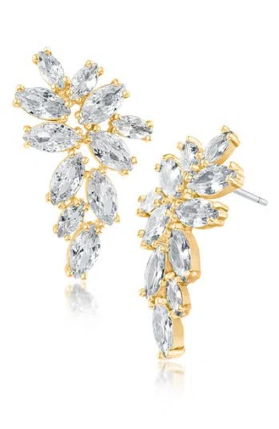 Cz By Kenneth Jay Lane Marquise Cubic Zirconia Cluster Drop Earrings In Metallic