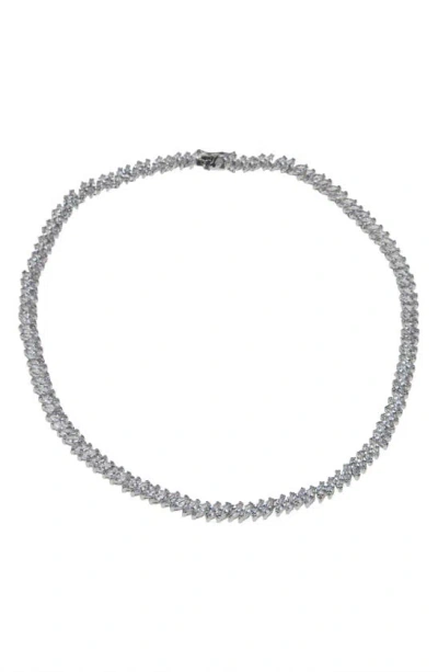 Cz By Kenneth Jay Lane Marquise Cubic Zirconia Tennis Necklace In Clear/silver