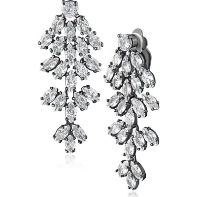 Cz By Kenneth Jay Lane Marquise Cz Cluster Drop Clip-on Earrings In Pink
