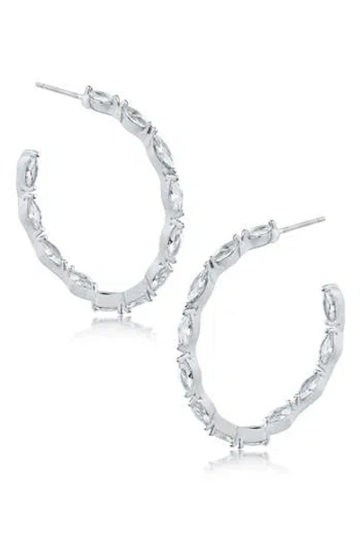 Cz By Kenneth Jay Lane Marquise Cz Hoop Earrings In White