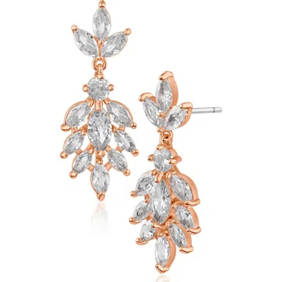 Cz By Kenneth Jay Lane Marquise Cz Leaf Shape Drop Earrings In Gold