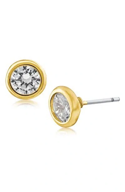 Cz By Kenneth Jay Lane Martini Bezel Round Cz 6mm Stud Earrings In Gold