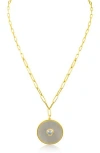 Cz By Kenneth Jay Lane Medallion Mother Of Pearl & Cz Pendant Necklace In Gold
