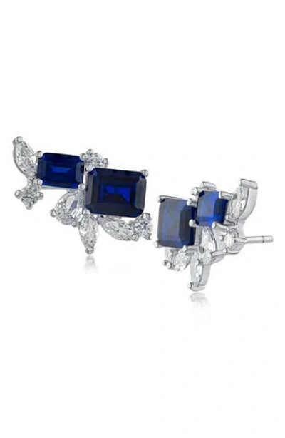 Cz By Kenneth Jay Lane Mixed Cubic Zirconia Cluster Stud Earrings In Metallic