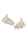 Cz By Kenneth Jay Lane Mixed Cubic Zirconia Cluster Stud Earrings In Gold
