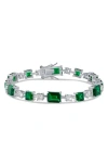 Cz By Kenneth Jay Lane Mixed Cubic Zirconia Station Line Bracelet In Green/clear Silver
