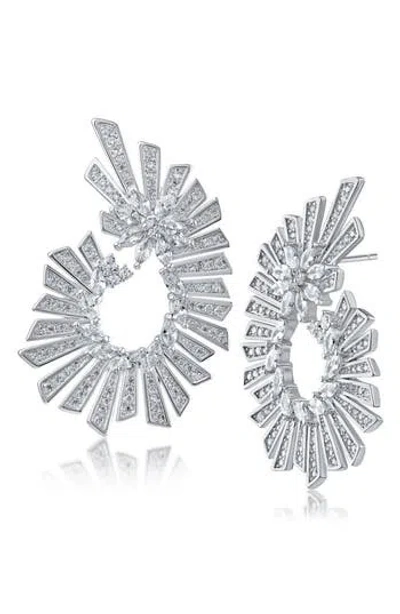Cz By Kenneth Jay Lane Mixed Cut Cubic Zirconia Statement Earrings In Metallic
