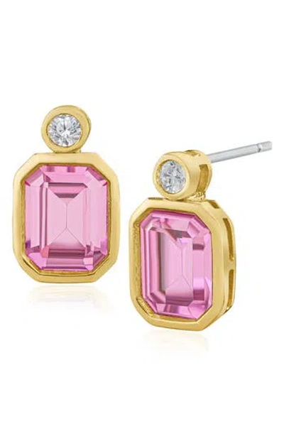 Cz By Kenneth Jay Lane Mixed Cut Cubic Zirconia Stud Earrings In Gold
