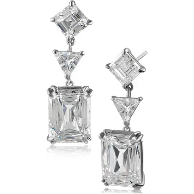 Cz By Kenneth Jay Lane Multi Cz Dangle Earrins In Metallic