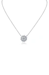 Cz By Kenneth Jay Lane Open Pendant Necklace In Clear/ Silver