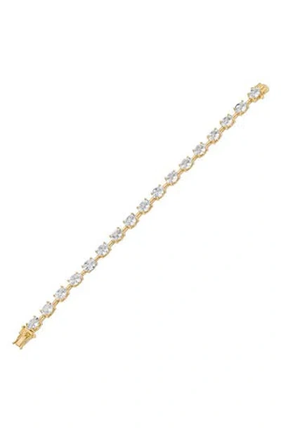 Cz By Kenneth Jay Lane Oval Cubic Zirconia Tennis Bracelet In Gold