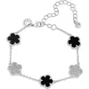 Cz By Kenneth Jay Lane Pavé Cubic Zirconia & Onyx Clover Charm Bracelet In Multi