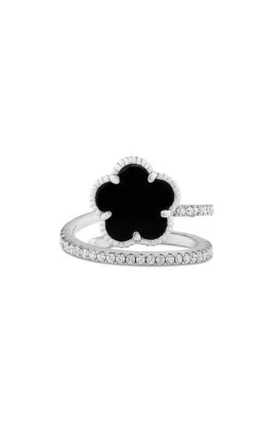 Cz By Kenneth Jay Lane Pavé Cubic Zirconia & Onyx Wrap Ring In Multi