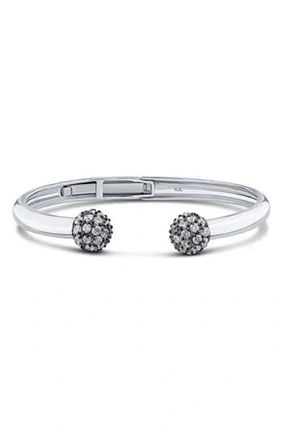 Cz By Kenneth Jay Lane Pavé Cubic Zirconia Ball Cuff Bracelet In Metallic