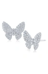 Cz By Kenneth Jay Lane Pavé Cubic Zirconia Butterfly Stud Earrings In Metallic