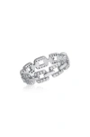 Cz By Kenneth Jay Lane Pavé Cubic Zirconia Chain Link Ring In Clear/silver