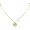 Cz By Kenneth Jay Lane Pavé Cubic Zirconia Clover Pendant Necklace In Gold