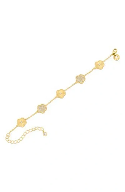 Cz By Kenneth Jay Lane Pavé Cubic Zirconia Clover Station Bracelet In Burgundy