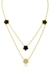 Cz By Kenneth Jay Lane Women's 14k Goldplated, Cubic Zirconia & Faux Tiger's Eye Layered Necklace In Black/clear/gold