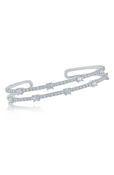 Cz By Kenneth Jay Lane Pavé Cubic Zirconia Cuff Bracelet In Metallic