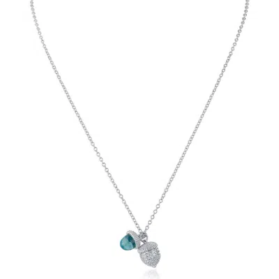 Cz By Kenneth Jay Lane Pavé Cubic Zirconia Double Acorn Charm Necklace In Metallic
