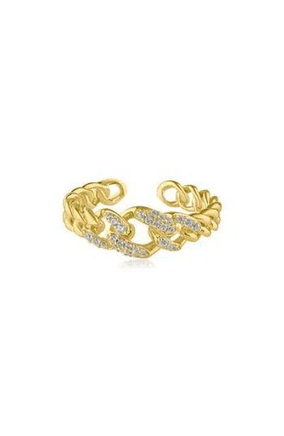 Cz By Kenneth Jay Lane Pavé Cubic Zirconia Frozen Curb Chain Ring In Gold