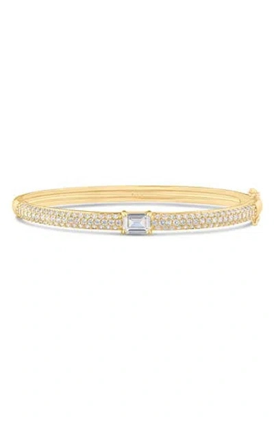 Cz By Kenneth Jay Lane Pavé Cubic Zirconia Hinge Bracelet In Gold
