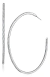 Cz By Kenneth Jay Lane Pavé Cubic Zirconia Inside Out Hoop Earrings In Clear/silver