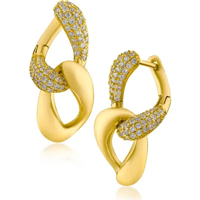 Cz By Kenneth Jay Lane Pavé Cubic Zirconia Interlock Drop Earrings In Gold