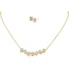 Cz By Kenneth Jay Lane Pavé Cubic Zirconia Scatter Bar Pendant Necklace & Stud Earrings Set In Gold