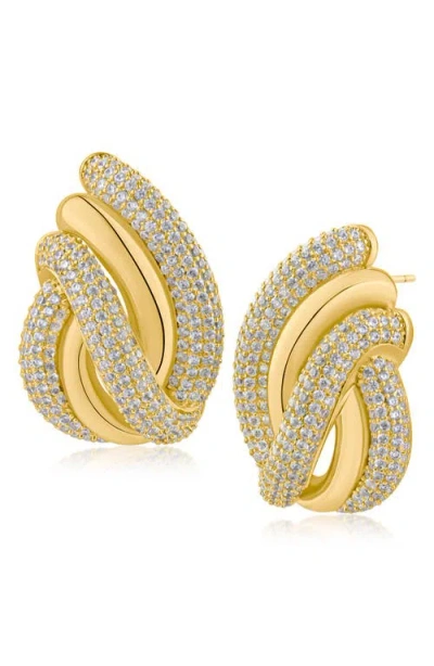Cz By Kenneth Jay Lane Pavé Cubic Zirconia Swirl Earrings In Gold