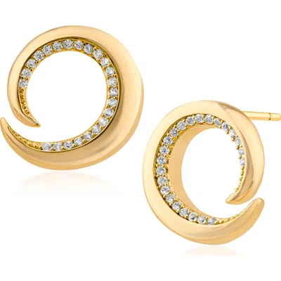 Cz By Kenneth Jay Lane Pavé Cubic Zirconia Swirl Stud Earrings In Gold