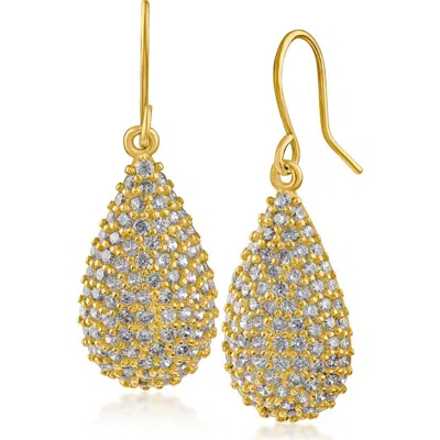 Cz By Kenneth Jay Lane Pavé Cubic Zirconia Teardrop Earrings In Gold