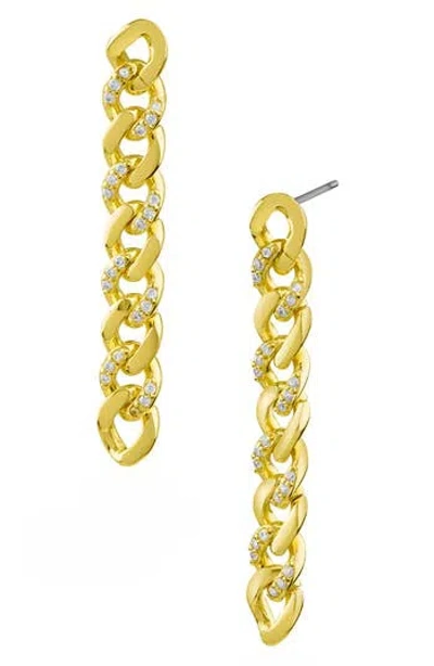 Cz By Kenneth Jay Lane Pavé Cz Curb Chain Drop Earrings In Gold