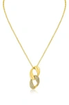 Cz By Kenneth Jay Lane Pavé Interlocking Chain Pendant Necklace In Gold
