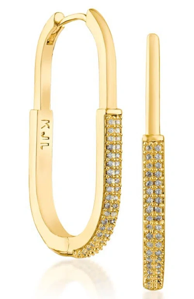 Cz By Kenneth Jay Lane Pavé Oval Hoop Earrings In Gold