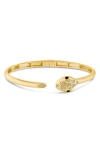 Cz By Kenneth Jay Lane Pavé Snake Head Hinged Bracelet In Gold