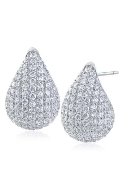Cz By Kenneth Jay Lane Pavé Teardrop Earrings In Metallic