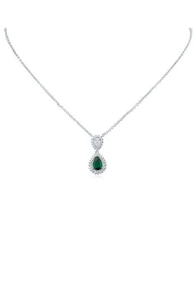 Cz By Kenneth Jay Lane Pear & Round Cubic Zirconia Pendant Necklace In Silver