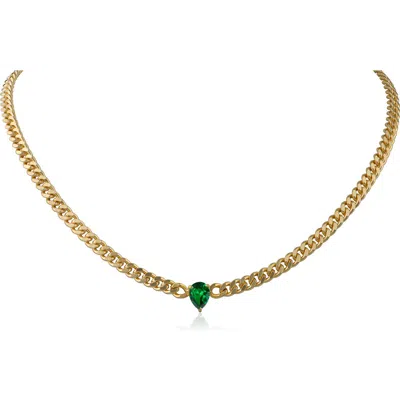 Cz By Kenneth Jay Lane Pear Cubic Zirconia Chain Necklace In Gold