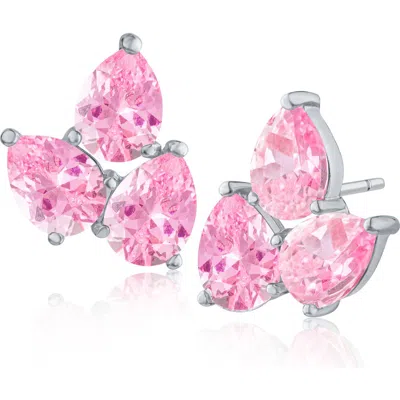 Cz By Kenneth Jay Lane Pear Cut Cubic Zirconia Cluster Stud Earrings In Pink