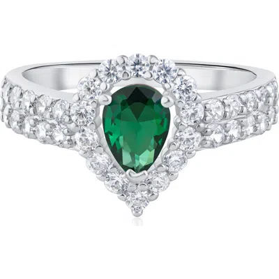 Cz By Kenneth Jay Lane Pear Cut Cubic Zirconia Halo Ring In Metallic