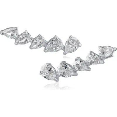 Cz By Kenneth Jay Lane Pear Cut Cz Ear Crawlers In Metallic