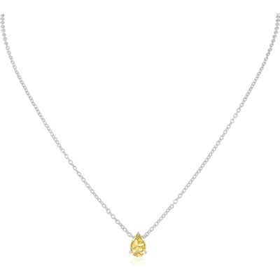 Cz By Kenneth Jay Lane Pear Cut Yellow Cubic Zirconia Pendant Necklace In Metallic